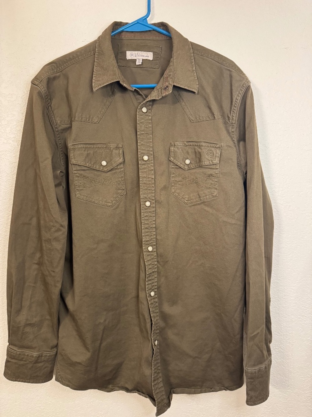 Blue Ranchwear Mens M Olive Western Pearl Snap Shirt